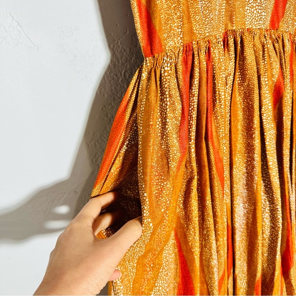 Sika Porter 100% Cotton Handmade Multi Color Brown Orange Maxi Dress - Picture 6 of 14